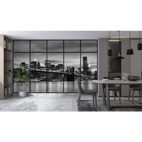 Optical Illusion Panoramic Window Wall Mural / Wallpaper - New York