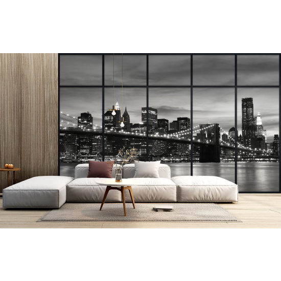 Optical Illusion Panoramic Window Wall Mural / Wallpaper - New York