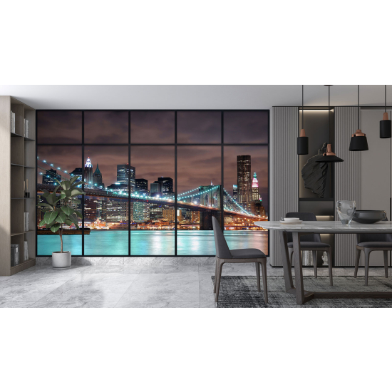 Optical Illusion Panoramic Window Wall Mural / Wallpaper - New York