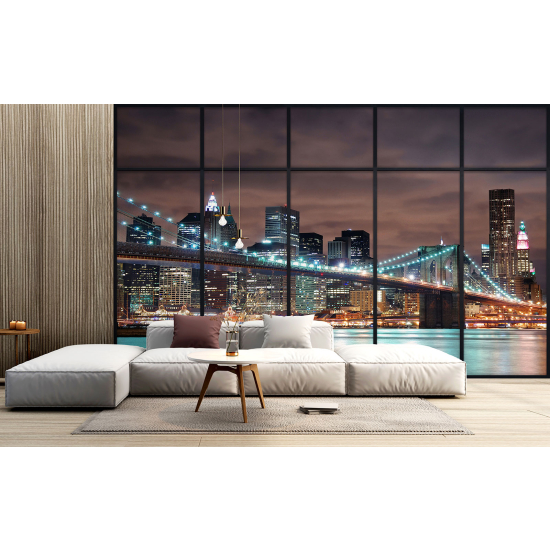 Optical Illusion Panoramic Window Wall Mural / Wallpaper - New York