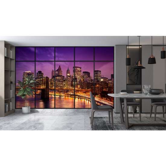 Optical Illusion Panoramic Window Wall Mural / Wallpaper - New York