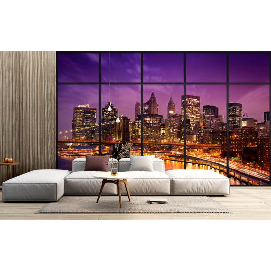 Optical Illusion Panoramic Window Wall Mural / Wallpaper - New York