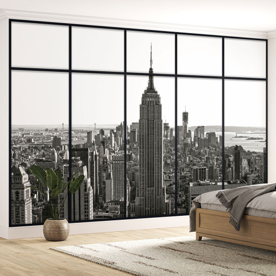 Optical Illusion Panoramic Window Wall Mural / Wallpaper - New York