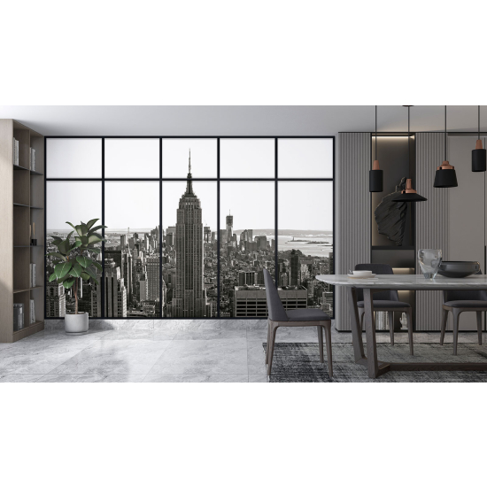 Optical Illusion Panoramic Window Wall Mural / Wallpaper - New York