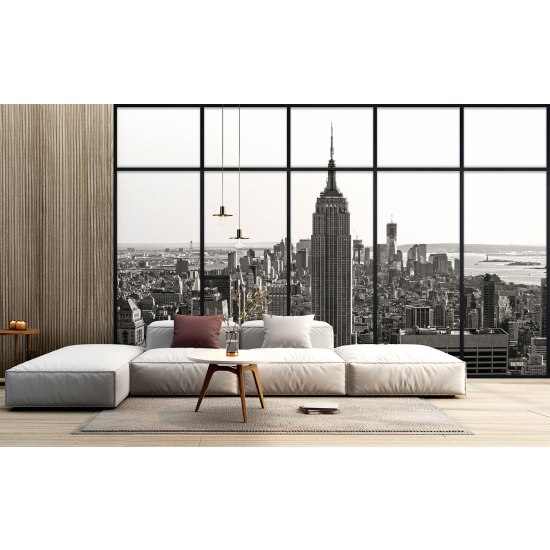 Optical Illusion Panoramic Window Wall Mural / Wallpaper - New York