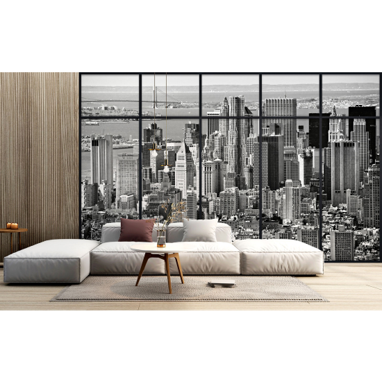 Optical Illusion Panoramic Window Wall Mural / Wallpaper - New York