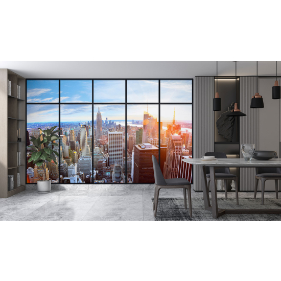 Optical Illusion Panoramic Window Wall Mural / Wallpaper - New York