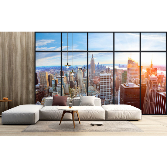 Optical Illusion Panoramic Window Wall Mural / Wallpaper - New York