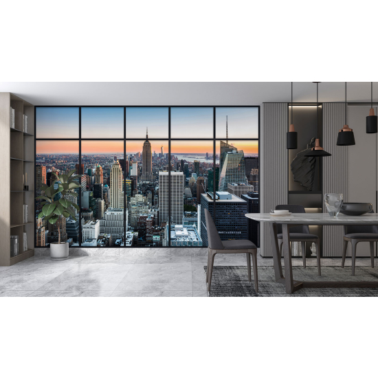 Optical Illusion Panoramic Window Wall Mural / Wallpaper - New York