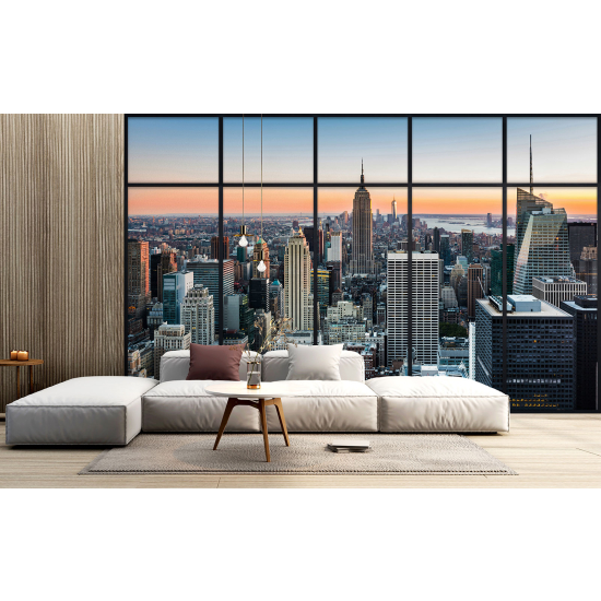 Optical Illusion Panoramic Window Wall Mural / Wallpaper - New York