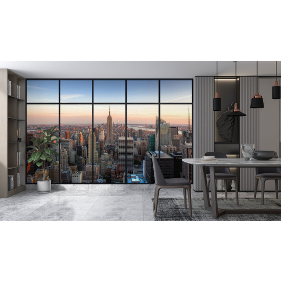 Optical Illusion Panoramic Window Wall Mural / Wallpaper - New York