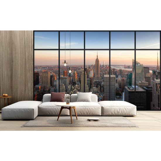 Optical Illusion Panoramic Window Wall Mural / Wallpaper - New York