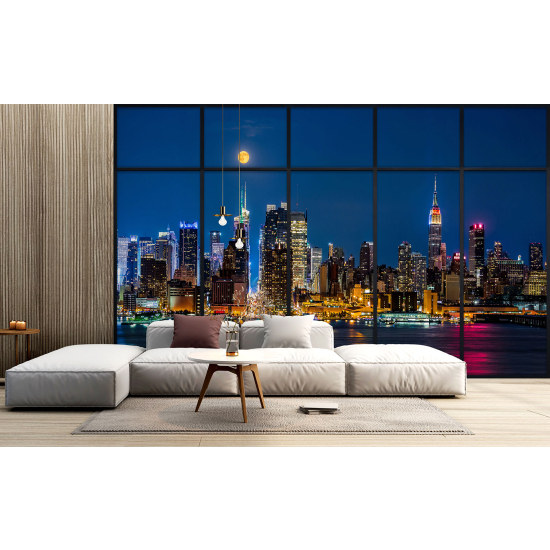 Optical Illusion Panoramic Window Wall Mural / Wallpaper - New York