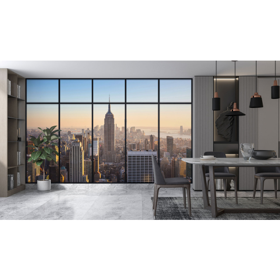 Optical Illusion Panoramic Window Wall Mural / Wallpaper - New York