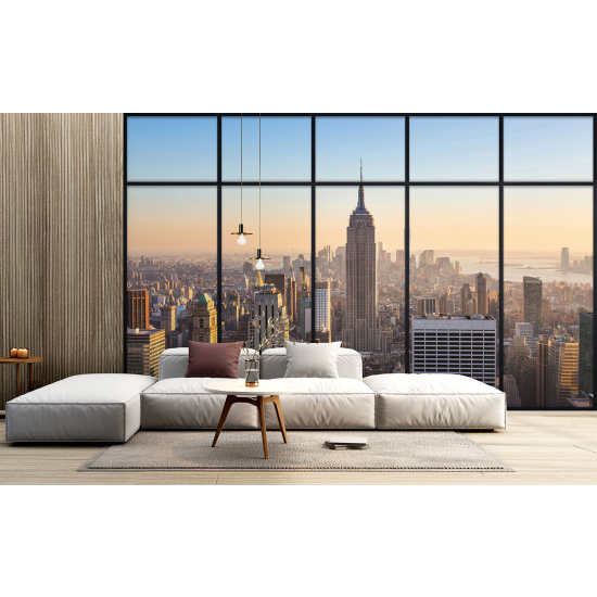 Optical Illusion Panoramic Window Wall Mural / Wallpaper - New York