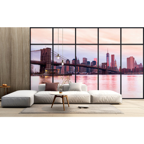 Optical Illusion Panoramic Window Wall Mural / Wallpaper - New York