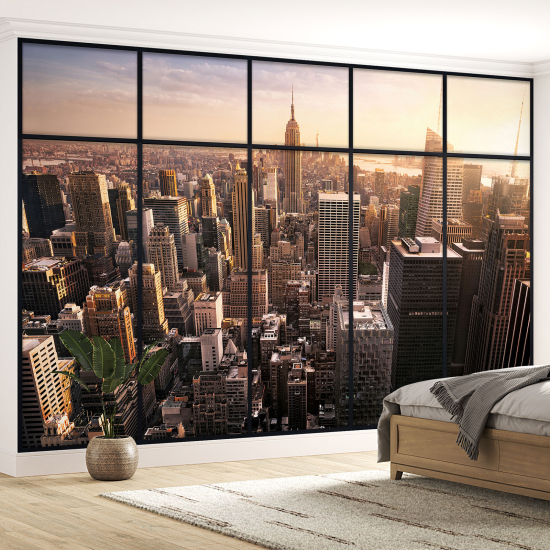 Optical Illusion Panoramic Window Wall Mural / Wallpaper - New York