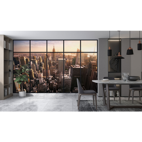 Optical Illusion Panoramic Window Wall Mural / Wallpaper - New York