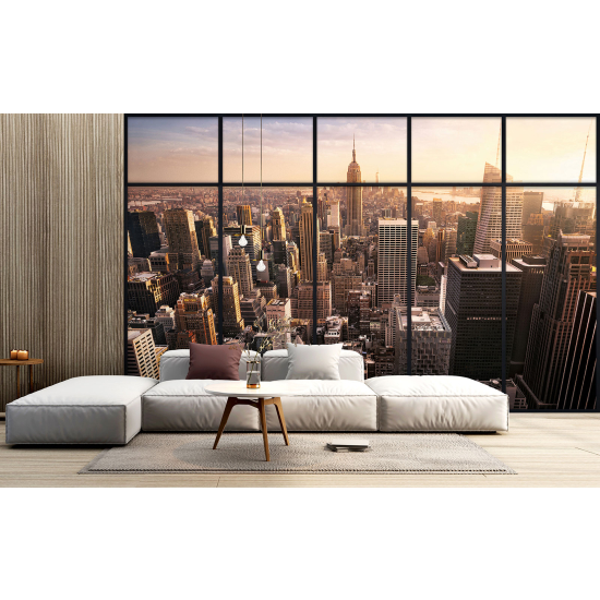 Optical Illusion Panoramic Window Wall Mural / Wallpaper - New York