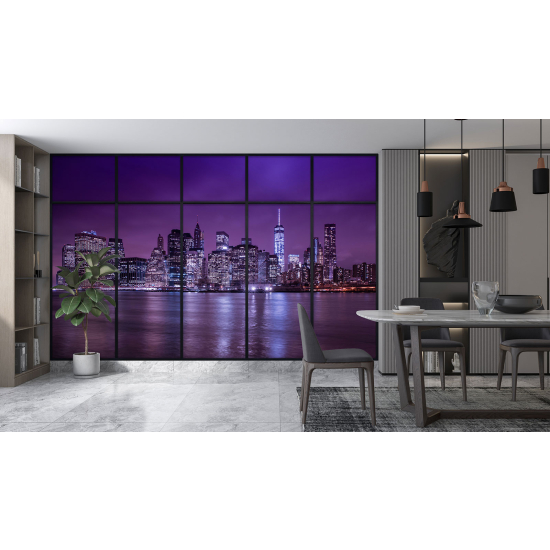 Optical Illusion Panoramic Window Wall Mural / Wallpaper - New York