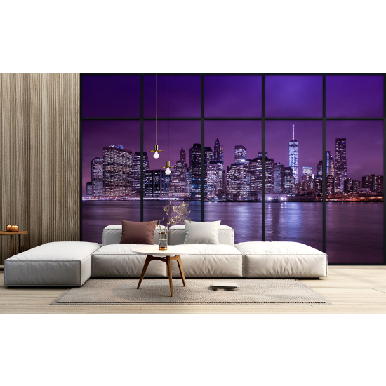 Optical Illusion Panoramic Window Wall Mural / Wallpaper - New York