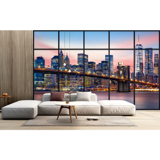 Optical Illusion Panoramic Window Wall Mural / Wallpaper - New York