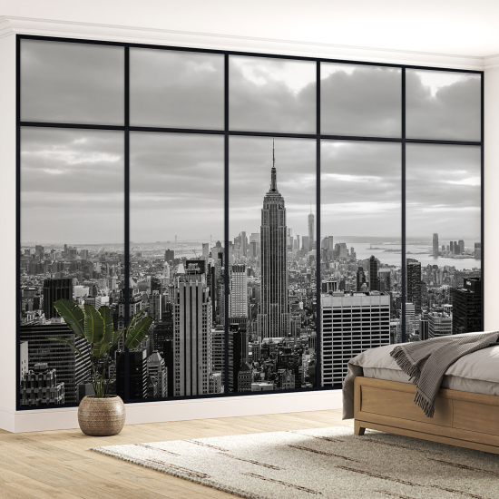 Optical Illusion Panoramic Window Wall Mural / Wallpaper - New York