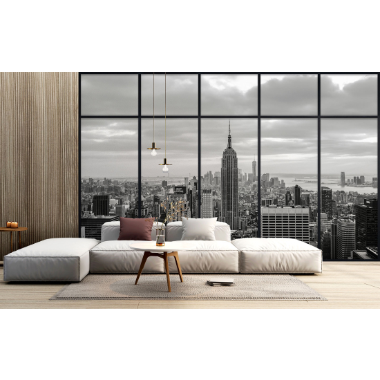 Optical Illusion Panoramic Window Wall Mural / Wallpaper - New York