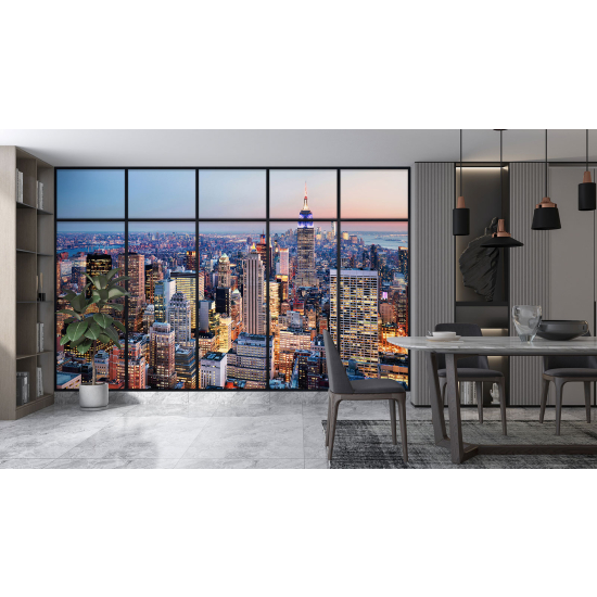 Optical Illusion Panoramic Window Wall Mural / Wallpaper - New York