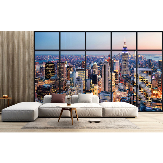 Optical Illusion Panoramic Window Wall Mural / Wallpaper - New York