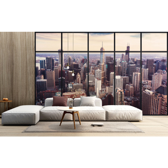 Optical Illusion Panoramic Window Wall Mural / Wallpaper - New York