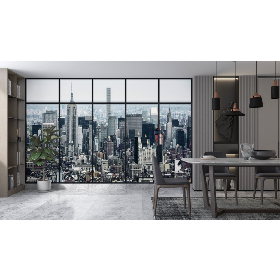 Optical Illusion Panoramic Window Wall Mural / Wallpaper - New York