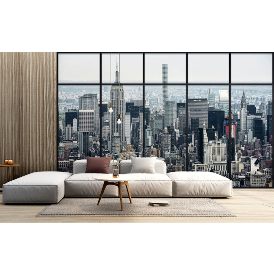 Optical Illusion Panoramic Window Wall Mural / Wallpaper - New York