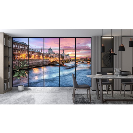 Optical Illusion Panoramic Window Wall Mural / Wallpaper - Paris