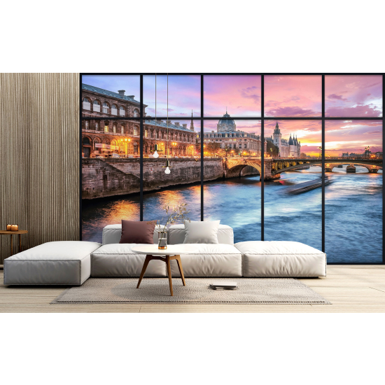 Optical Illusion Panoramic Window Wall Mural / Wallpaper - Paris