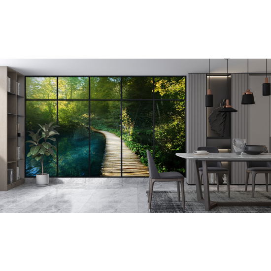 Optical Illusion Panoramic Window Wall Mural / Wallpaper - Pontoon