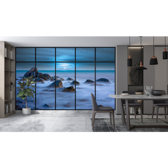 Optical Illusion Panoramic Window Wall Mural / Wallpaper - Sea view