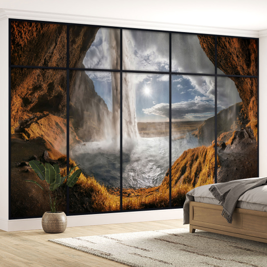 Optical Illusion Panoramic Window Wall Mural / Wallpaper - Sea view