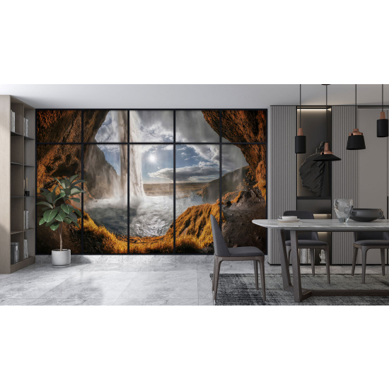 Optical Illusion Panoramic Window Wall Mural / Wallpaper - Sea view