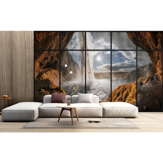 Optical Illusion Panoramic Window Wall Mural / Wallpaper - Sea view