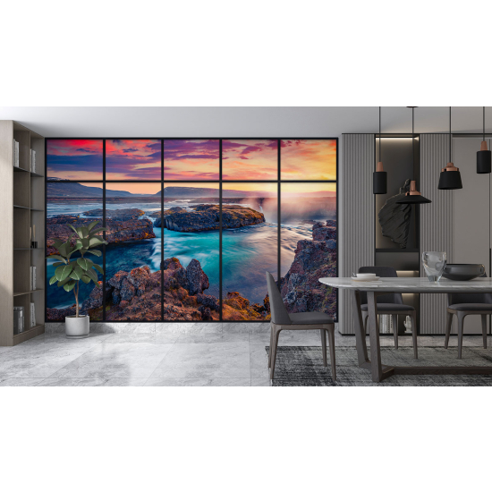 Optical Illusion Panoramic Window Wall Mural / Wallpaper - Sea view