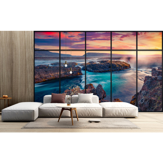 Optical Illusion Panoramic Window Wall Mural / Wallpaper - Sea view