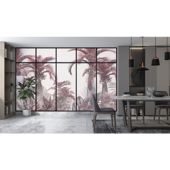 Optical Illusion Panoramic Window Wall Mural / Wallpaper - Tropical forest