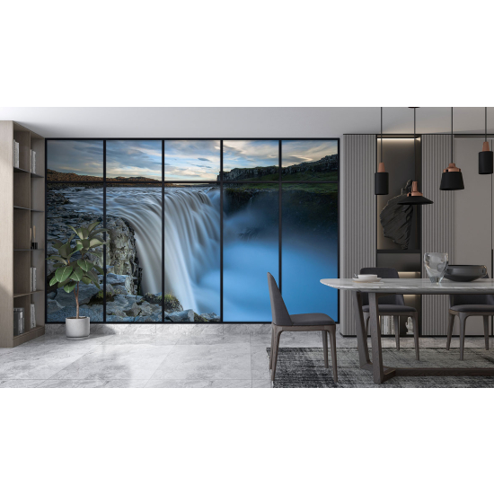 Optical Illusion Panoramic Window Wall Mural / Wallpaper - Waterfalls