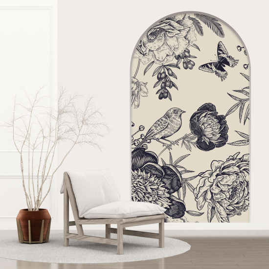 Optical Illusions Arch Wall Sticker - Bird Flowers