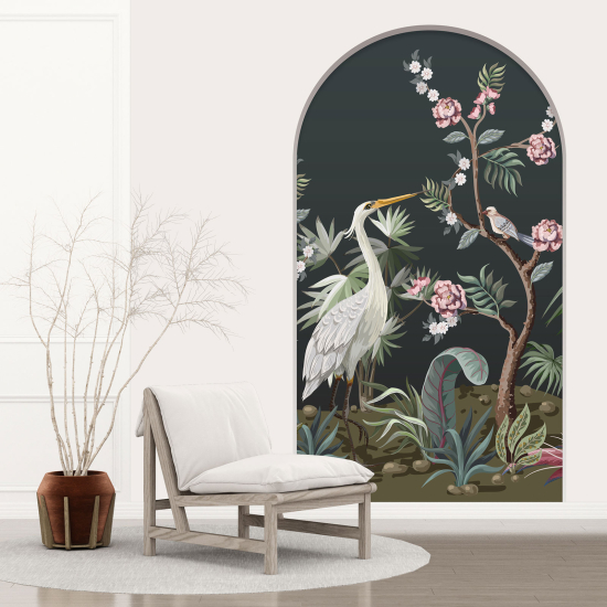 Optical Illusions Arch Wall Sticker - Bird Flowers