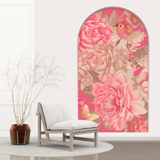 Optical Illusions Arch Wall Sticker - Bird Flowers