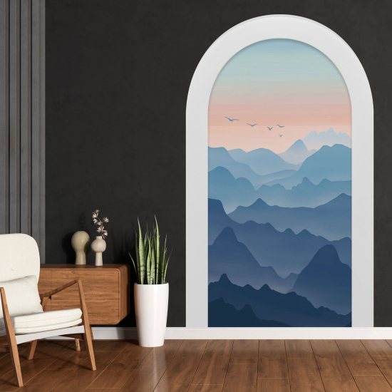 Optical Illusions Arch Wall Sticker - Boho Mountains