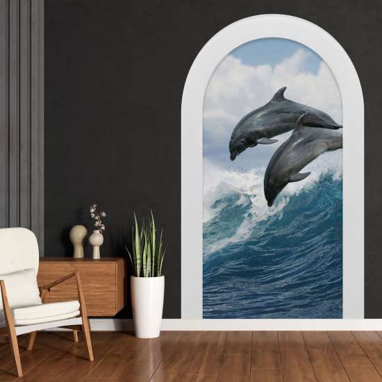 Optical Illusions Arch Wall Sticker - Dolphins