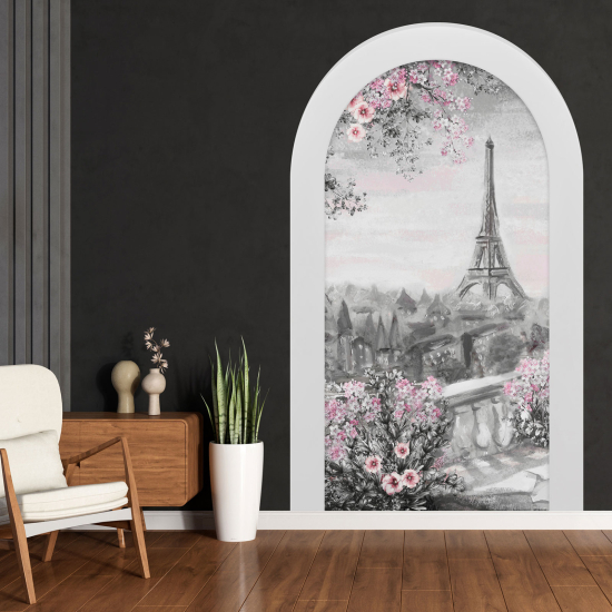 Optical Illusions Arch Wall Sticker - Eiffel Tower